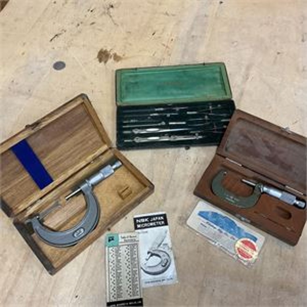 Mitutoyo 103-262, NSK 2”-3” Outside Micrometers & Vintage Drafting Kit